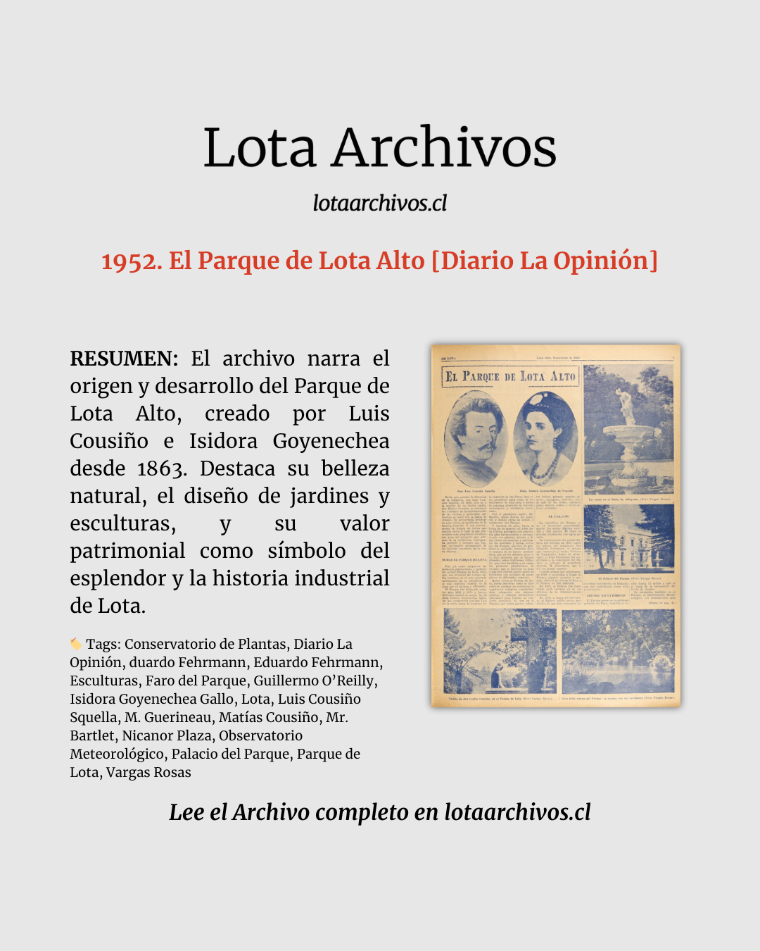 1952. El Parque de Lota Alto [Diario La Opinión]